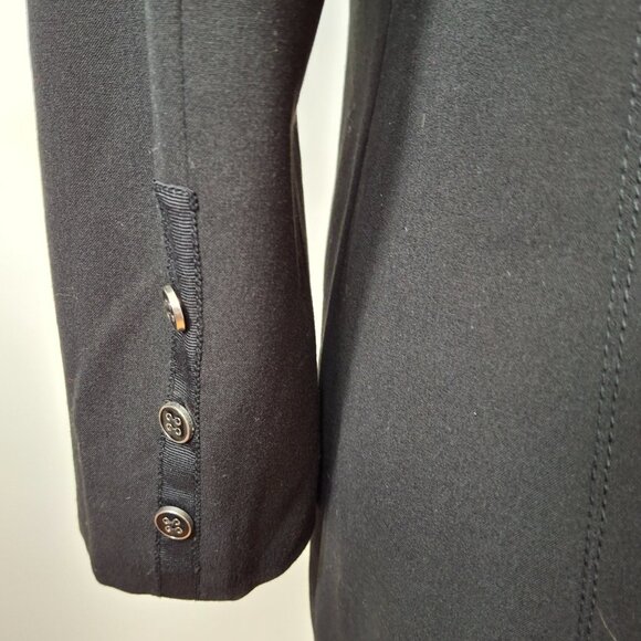 Vintage Womens Black Deep V Blazer Sz L Striped Contrast Lining Office Smart - Picture 9 of 11